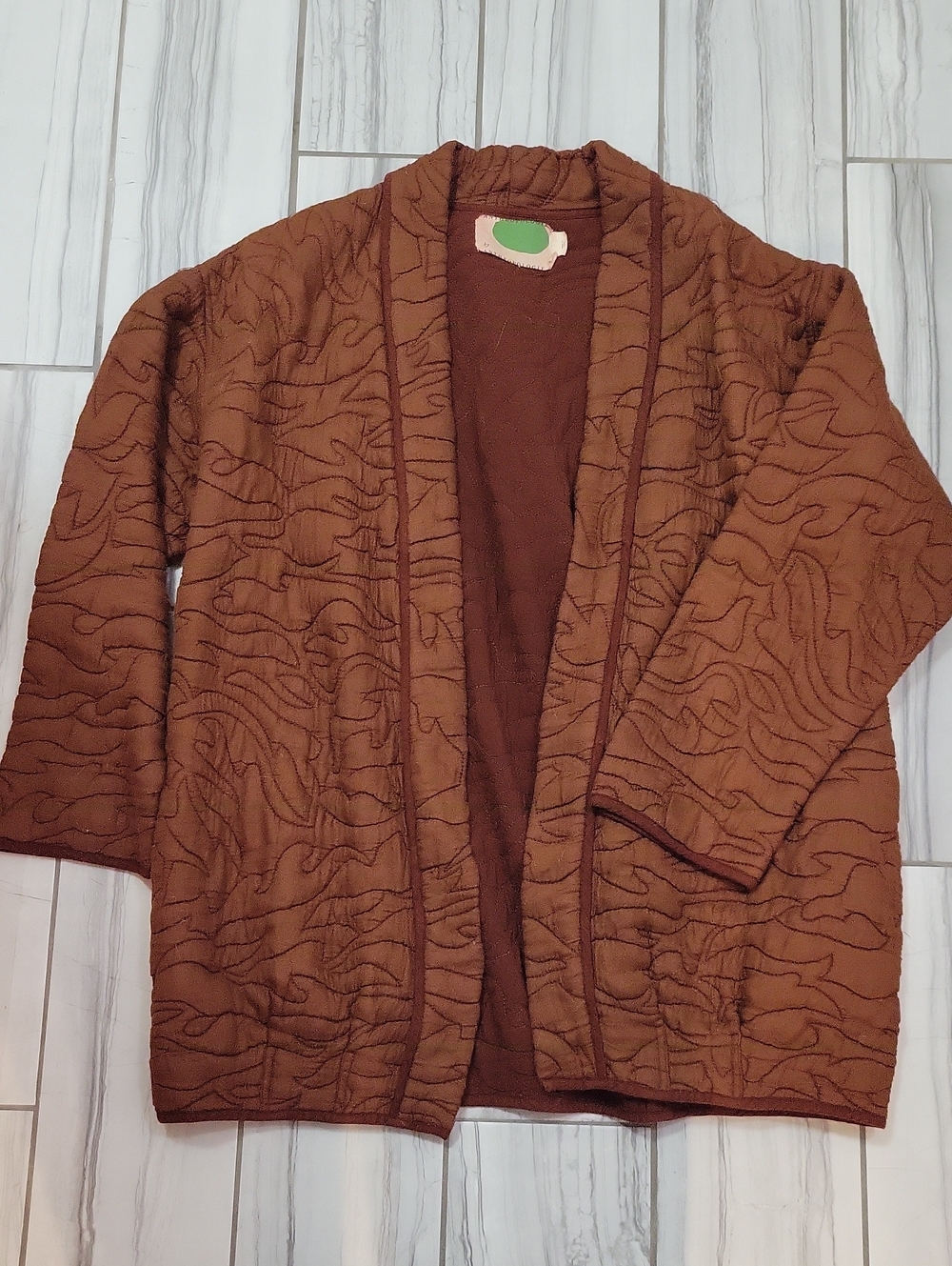 Anthropologie Quilted Open-Front Jacket in Rust